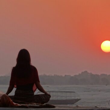 méditation, soleil couchant