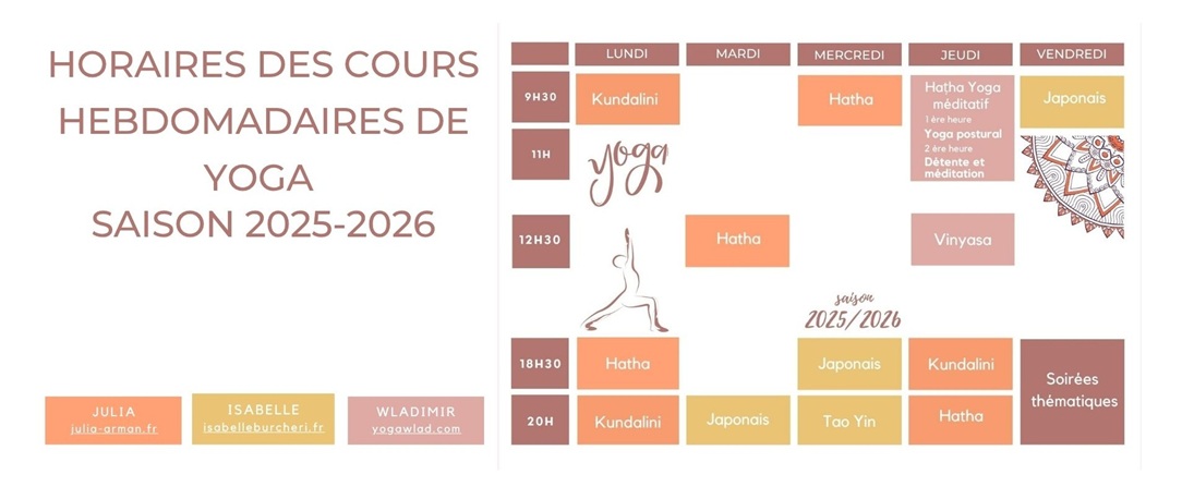 Horaire des cours 2025-2026